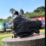 Watch as mystery statue awaits unveiling Effia Nkwanta where Akufo-Addo's monument was destroyed