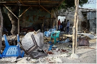 The scene of an explosion claimed by al-Shabab  [Feisal Omar/Reuters]