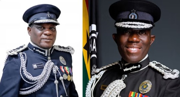 New IGP, COP Christian Tetteh Yohonu [L] and immediate-past IGP, Dr. Akuffo Dampare