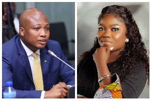 A photo collage of Afia Pokua, popularly known as Vim Lady and Samuel Okudzeto Ablakwa