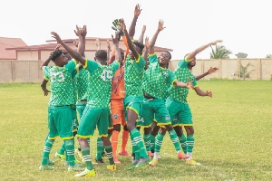 Players of Nsoatreman FC before a game