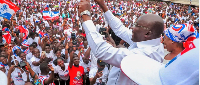 Dr Bawumia cheering on supporters during a camping rally