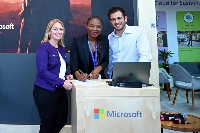 Signing Ceremony with Shelly Blackburn, Microsoft Nompilo Morafo, MTN Group and Rei Goffer