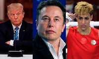 L-R Trump, Elon Musk and Imane Khelif