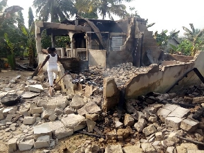 The razed house in Assin South District