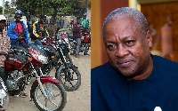 Okada riders and John Dramani Mahama | File photo
