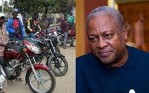 Okada riders and John Dramani Mahama | File photo