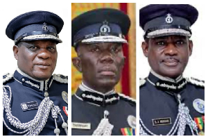 A photo collage of COP Tetteh Yohuno (L), Dr. Akuffo Dampare and COP Rtd., George Alex Mensah