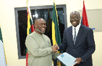 Kenneth Gilbert Adjei (L), Defence Minister-designate with Finance Minister Dr Ato Forson (R)