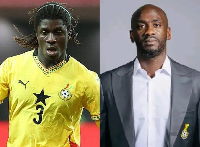 Nordsjaelland player Caleb Yirenkyi and Black Stars coach Otto Addo