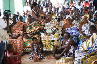 The Omanhene of Banda Traditional Council, Nana Sekyemme Sinapem II (Seated)