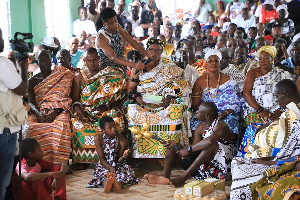 The Omanhene of Banda Traditional Council, Nana Sekyemme Sinapem II (Seated)