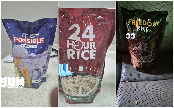 Photos of the bags of rice