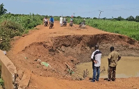 Photo of collapsed Bugri Bridge