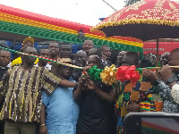 The minister with others officially outdooring the equipment for the Ashanti Region