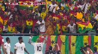 Andre (in 10 shirts) celebrate scoring in game against Portugal