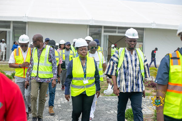 Sports Minister with the Vice Chancellor of UG and other officials during the tour