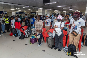 Some of the Ghanaians who were evacuated from South Africa on Monday