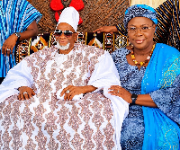 Hajia Zuwera Mohammed Ibrahimah in a photograph with the late Ya-Na Abukari II