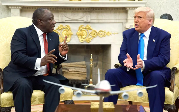 US President Donald Trump meets South African President Cyril Ramaphosa