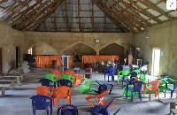 An interior view of Haske Cherubim and Seraphim Movement Church, after an attack by gunmen