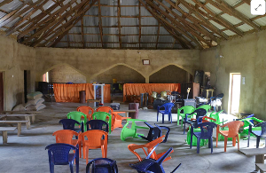 An interior view of Haske Cherubim and Seraphim Movement Church, after an attack by gunmen