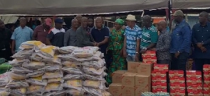 North Tongu MP, Samuel Okudzeto Ablakwa with Tanker Owners Union during the donation