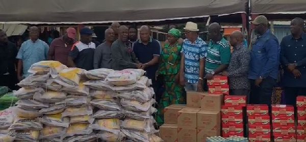 North Tongu MP, Samuel Okudzeto Ablakwa with Tanker Owners Union during the donation