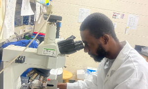 Photo of a researcher at the lab