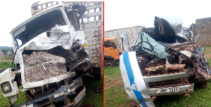 A combination of photos taken on March 21, 2026 shows the wreckage of a taxi and a lorry