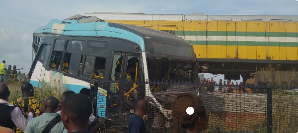 Train crashes into bus