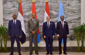 Sudanese, Eritrean, Egyptian and Somali leaders at the quadrilateral summit