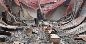 Aftermath of the fire that burnt the students' belongings inside the dormitory