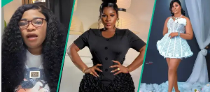 A picture collage of the business owner (L) actress Destiny Etiko (M) and Etinosa