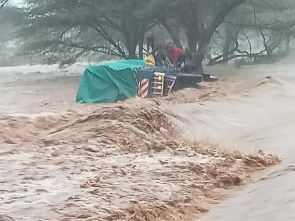 Eight people were rescued from a sinking lorry in northern Kenya on Thursday