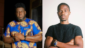 Bullgod (L) argues that Kwesi Arthur’s (R) public outburst against his former label was not right
