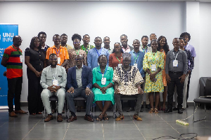 Some participants in a group photograph with Barbara Baidoo [in green]