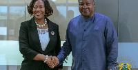 Ghana Bar Association (GBA) President, Efua Ghartey [L] and President Mahama