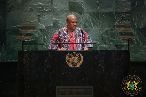 President John Dramani Mahama addressing the UN assembly