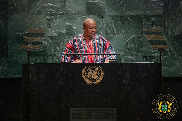 President John Dramani Mahama addressing the UN assembly
