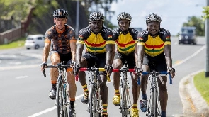 Ghana Cyling team in a race at the Commonwealth Games