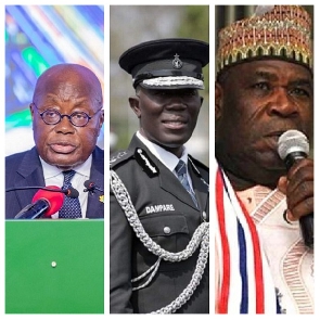 President Nana Addo Dankwa Akufo-Addo, IGP Dr George Akuffo Dampare and Bugri Naabu (from L to R)