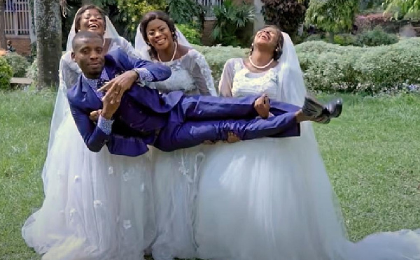 Congolese man marries triplets together on the same day