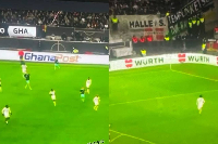 What Ghanaian viewers saw (L) and what fans at the stadium saw (R)
