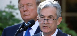 US President Donald Trump (back) and Federal Reserve chairman, Jerome Powell