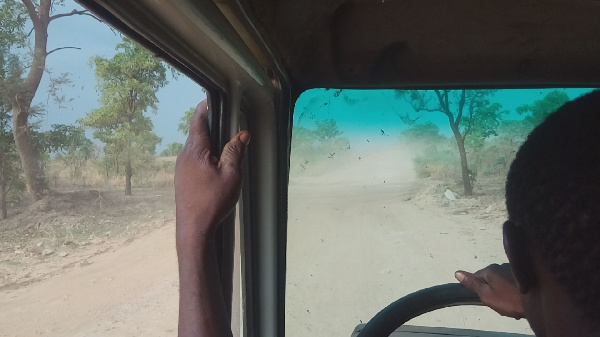 Clouds of dust are a constant threat to travellers on the Bolgatanga-Bawku-Pulmakom road