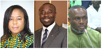 A photo collage of Linda Ocloo (L), Emmanuel Kwadwo Agyekum and Kenneth Adjei