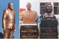 L - R: Statues of former President Akufo-Addo, former President Prof Mills and COP Addo-Danquah