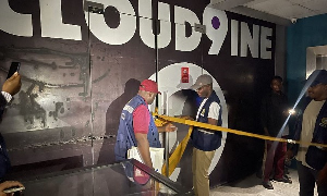 One of the businesses being closed down by GRA officials during the exercise One of the businesses being closed down by GRA officials during the exercise