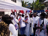 NPP supporters at the thanksgiving ceremoney held at the party's headquarters